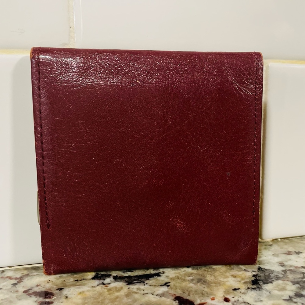 CARTIER Oxblood Red Leather Logo Small Wallet 💯 AUTHENTIC - Picture 4 of 13